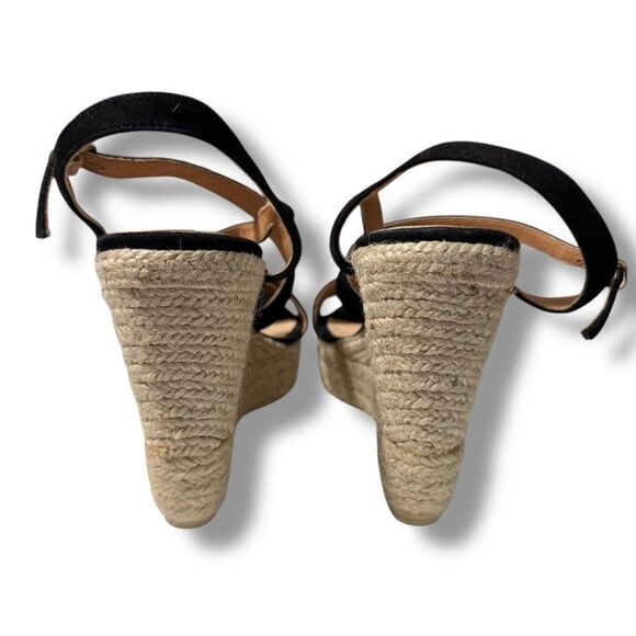 Maypol Black Suede Espadrille Wedge Sandals Open Toe Size 9.5 Made in Spain - Picture 4 of 10
